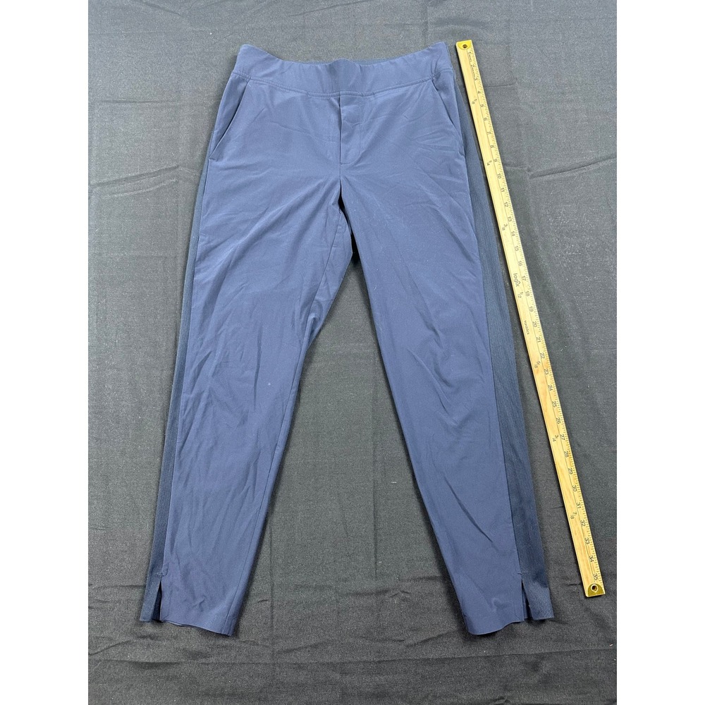 Athleta Hybrid Quest Ankle Pants Navy Blue Tapered Ribbed Side Panel Womens 2